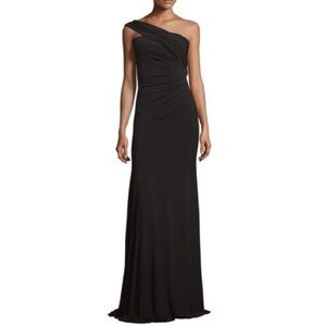 Rachel Zoe black Rassy one shoulder maxi dress pleated size 4 Christmas new year